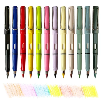 12шт 12 Цвята Цветни Вечни Моливи Art Скица Цветни Безкрайни Моливи за момичета Ученически пособия, Канцеларски материали, Химикалки подаръци