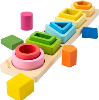 Дървени играчки Монтесори за деца, Дървени сортиране, играчки за подреждане, за деца, Развивающий сортировач по форма и цвят, подаръци за деца в предучилищна възраст