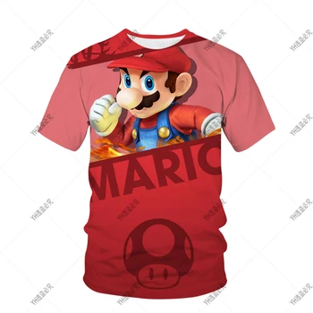 Тениска с изображение на Супер Марио от японски Аниме 2023, Модни и ежедневни тениски с 3D принтом за момчета, риза в стил хип-хоп за ролеви игри