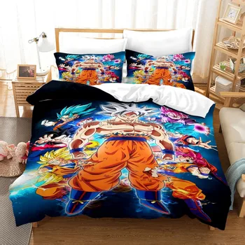 Горещ Аниме Комплект спално бельо Dragon Ball son Goku, Стеганое одеяло, Рисунка, Детска и спалня за момчета, Единична кралския Чаршаф, спално бельо