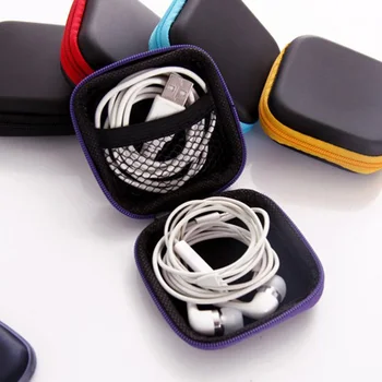 1 бр. Чанта за съхранение на слушалки, мини-твърд титуляр за слушалки с цип, Преносим Мини-портфейл, Пътен USB-кабел, Защитен калъф, Органайзер
