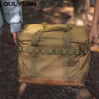 Oulylan Чанта за пикник Кутия за съхранение на принадлежности за пикник, Пътни чанти, за съдове, Градинска чанта, чанта за къмпинг, по-Голям капацитет