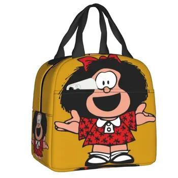 Честит Mafalda, изолирано чанта за обяд, за работа, училище, с комиксами Манга, Куино, термоохладитель, Обяд-бокс, Дамски, детски чанти-тоут, контейнер за хранене