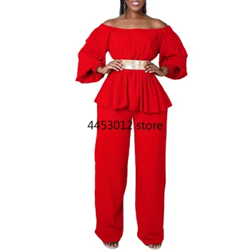 2023, Африканска облекла за жени, лято-Есен, Нов модерен комплект от 2 теми, най-Дашики и панталони, костюм за Парти, Дамски комплекти в тон, Колан