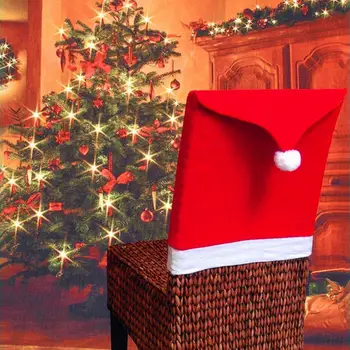 Празнична шапка на Дядо Коледа, джоб за облегалката на стола, украса за Домашно приготвени ястия, на Коледа и Нова година