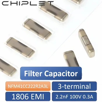10шт Чип NFM41CC222R2A3L Чрез Кондензатора на филтъра на Ядрото 1806 2.2 nF 100V 0.3 A 2200pF 300mA 3-клеммная Капацитет на ЕПИ SMD EMIFIL