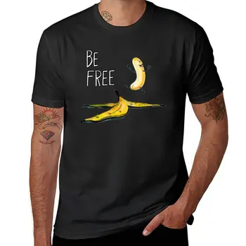 Тениска Be Free Banana by Каз, ризи с къс ръкав, черна тениска, тениски за мъже, памук