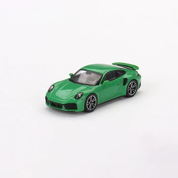 Леене под налягане в мащаб 1: 64 911 Turbo S Python Green Симулация модел на колата от сплав, Статични метални орнаменти, дисплей, детски играчки, подарък