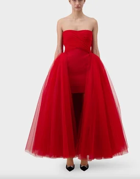 Фантастично Ателие Есен 2023, Женски Романтична вечерна Макси рокля с открити рамене, червено Луксозно рокля от висшата мода
