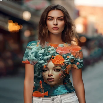 Лятна нова дамски тениски с 3D принтом и красота