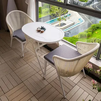 Съвременните комплекти градински мебели за улица, Лесен маса и стол за тераса, холна масичка за отдих, Ротанговый стол, комплект от три елемента