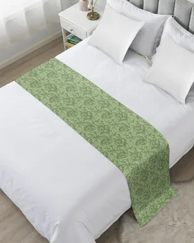 Зимният Коледен ретро зелен модел мека пътека за легла, Начало декор за маса в хотела, Флаг за легла, Кърпи за опашката легла в спалнята, Сватба