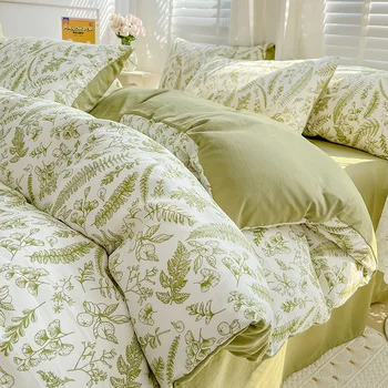 Набор от пододеяльников за пуховых одеяла Queen Size-Винтажное меко спално бельо с красив цветен модел в стил бохо за легла Queen Size