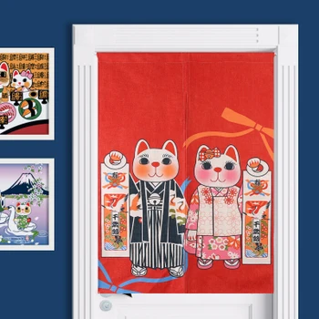 Завеса на вратата в спалнята с японски Анимационни котка, Норен, декорация на входа на къщата, Кухня, Ресторант, Адаптивни завеса на половината от