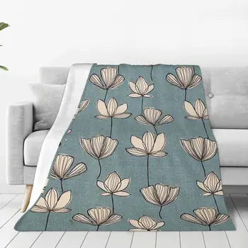 Меко фланелевое покривки с цвете Лотос за разтегателни дивана, Топло одеяло, Леки завивки за дивана, Пътно одеяло