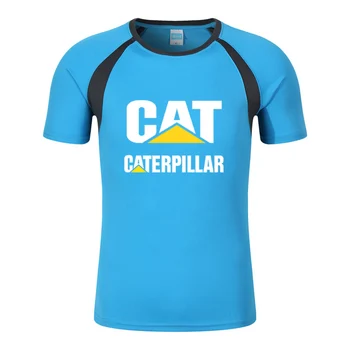 Лятна новост, Harajuku С логото на КОТКА Caterpillar, Ежедневни дишаща тениска с къс ръкав, Популярна простота, обикновен мъжки тениски, потници