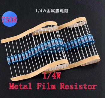 (100шт) 750Р Ω 1/4 W Метален филмът резистор 750Р Ти 0,25 W 1% ROHS