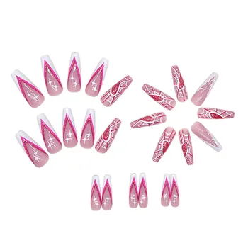 Розова блестяща дограма с паяжини, режийни ноктите, сладък и очарователни многократна употреба режийни ноктите за пазаруване, пътуване, срещи