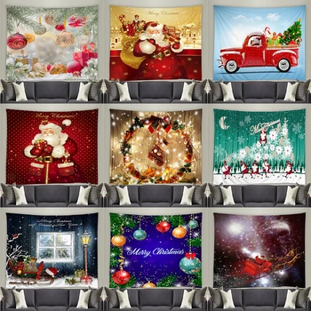 Весела Коледа, гоблен с принтом Дядо Коледа, уютна всекидневна, спалня, декорация на стени, текстилен гоблен на заден план