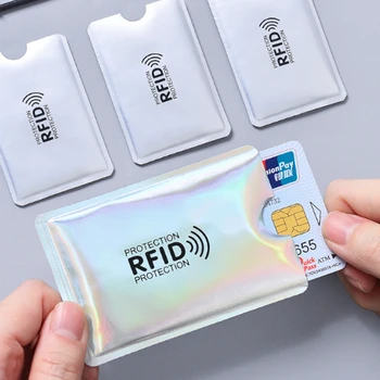 5 бр. Алуминиев Държач за карти със защита от радиочестотна идентификация, блокиране на Четец за NFC, Заключване за самоличност на Притежателя на банковата карта, Защитен Метален Тънък калъф за кредитни карти