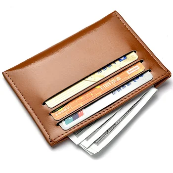 Нов кожен държач за кредитни карти унисекс, мултифункционален калъф-портфейл за кредитни карти, мъжки тънък портфейл