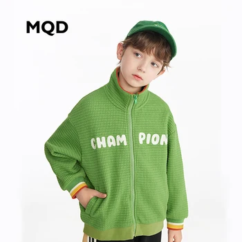 Детски дрехи MQD, пуловер с ревери и букви за момчета, Нов пуловер в контрастен цвят, боядисан в прежда, Детски яка Поло, Свободен топ