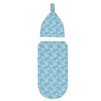 Синьо и бяло детско пеленальное одеяло под формата на Снежинки за новородено, Одеало за свободни