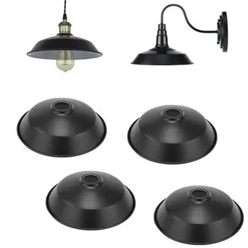 Комплект от 4 черни отвън Бели, отвътре Метални декоративни абажуров Ретро Прост дизайн за стенни аплици, Настолна лампа подвесного лампа със собствените си ръце