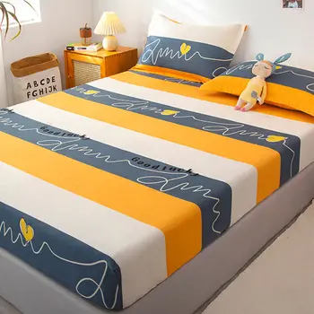 Еластичната чаршаф с геометричен принтом WOSTAR, матрак цилиндър, лятно покривки за единично двойно легло, спално бельо, за 2 души, чаршаф king Size